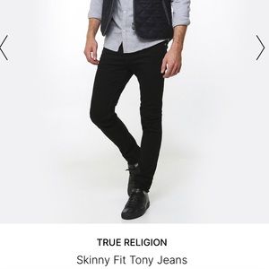 True Religion Men's Tony Skinny Jeans sz 33/30 distressed broken in black / gray